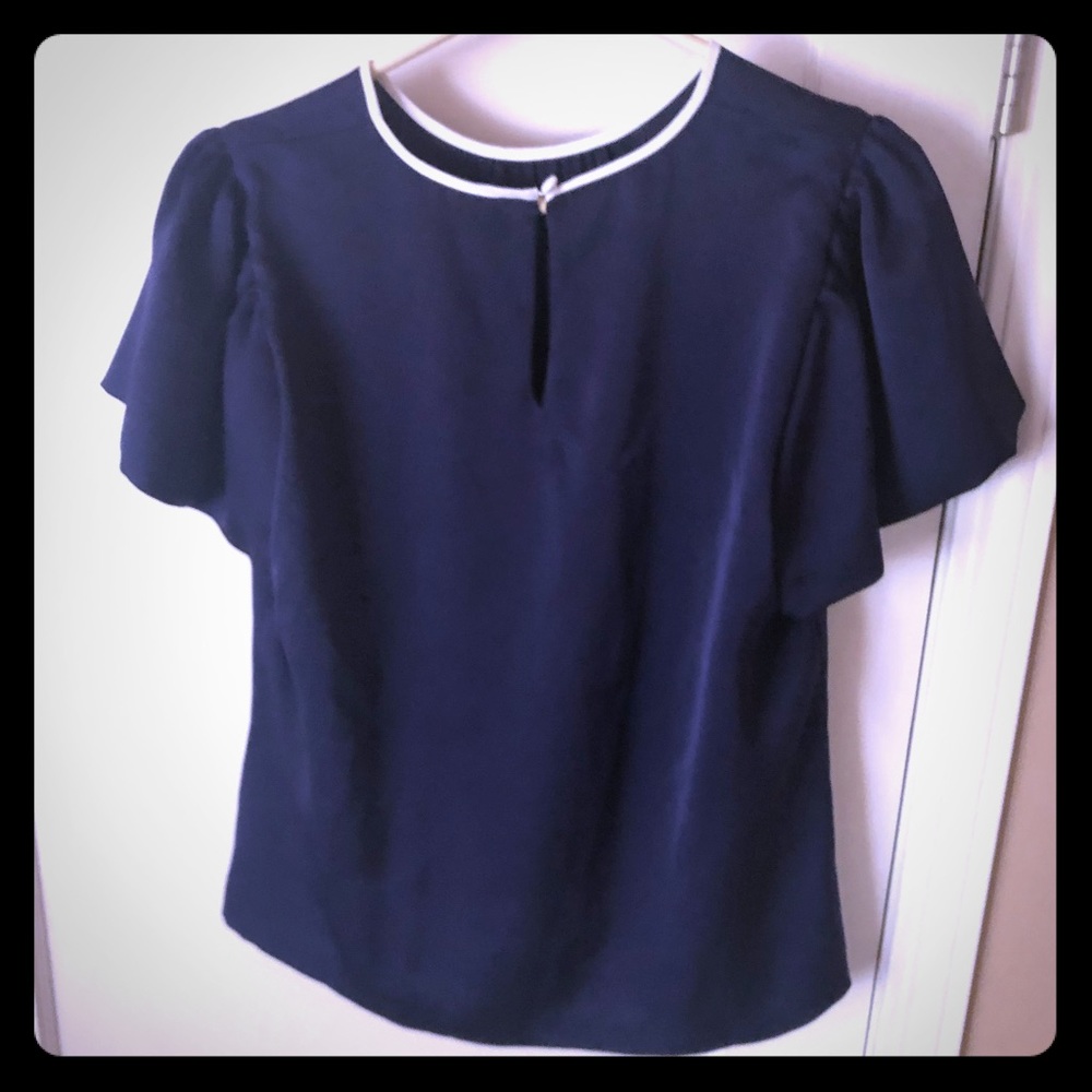 Navy blue drape top with keyhole